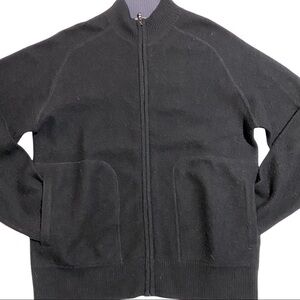𝅺TED Baker Jean Wool Size 3 Black Zip Up Sweater with 2 front pockets EUC